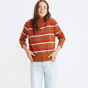 Madewell Striped Cowl Neck Sweater in Rust and Gray